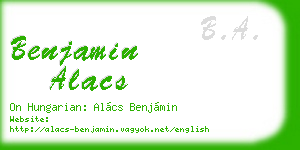 benjamin alacs business card