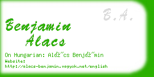 benjamin alacs business card